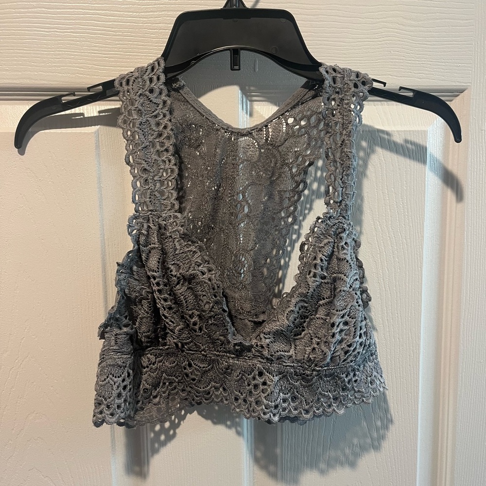 Gray Lace Women Top